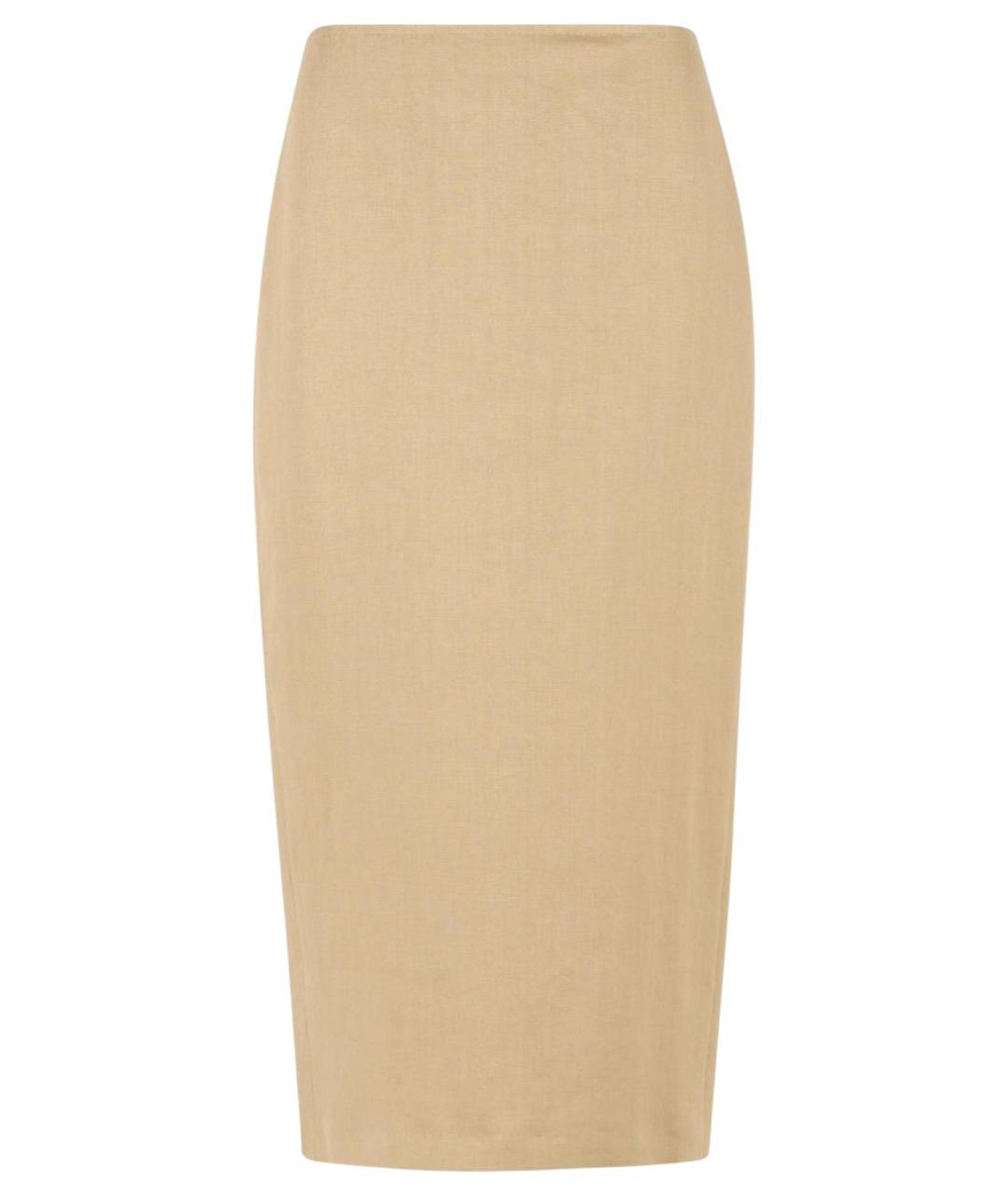 MAX MARA Бежевая льняная юбка миди, фото 1