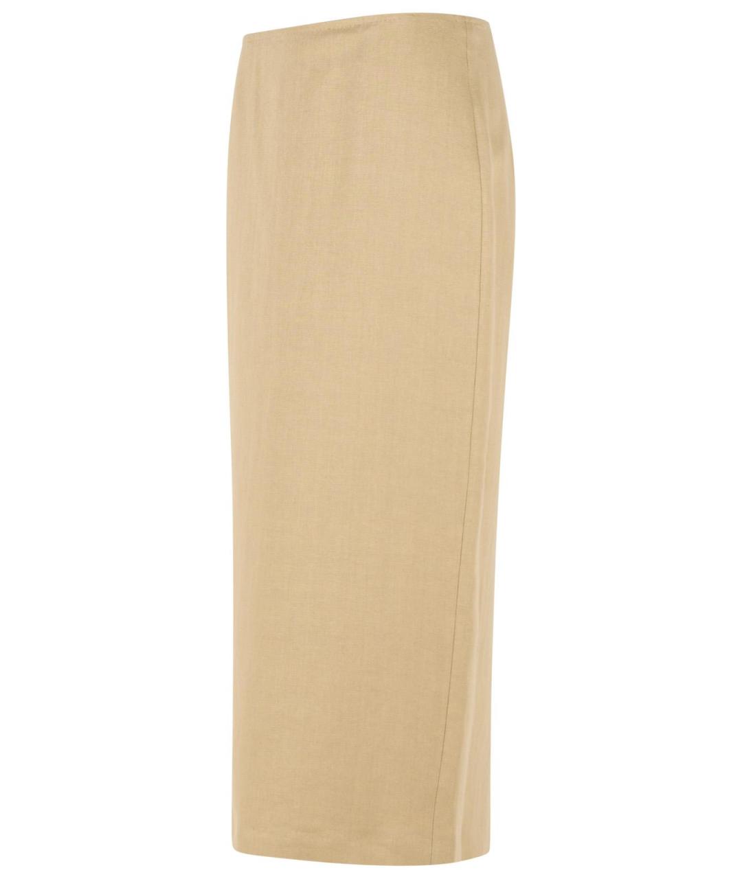 MAX MARA Бежевая льняная юбка миди, фото 2
