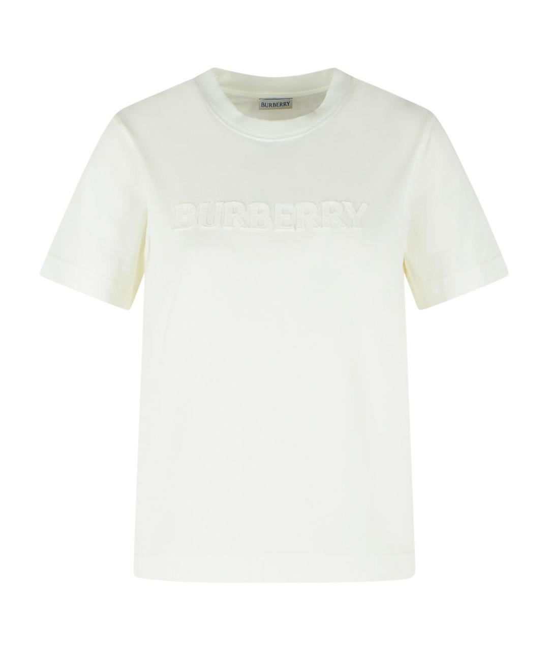 BURBERRY Белая хлопковая футболка, фото 1