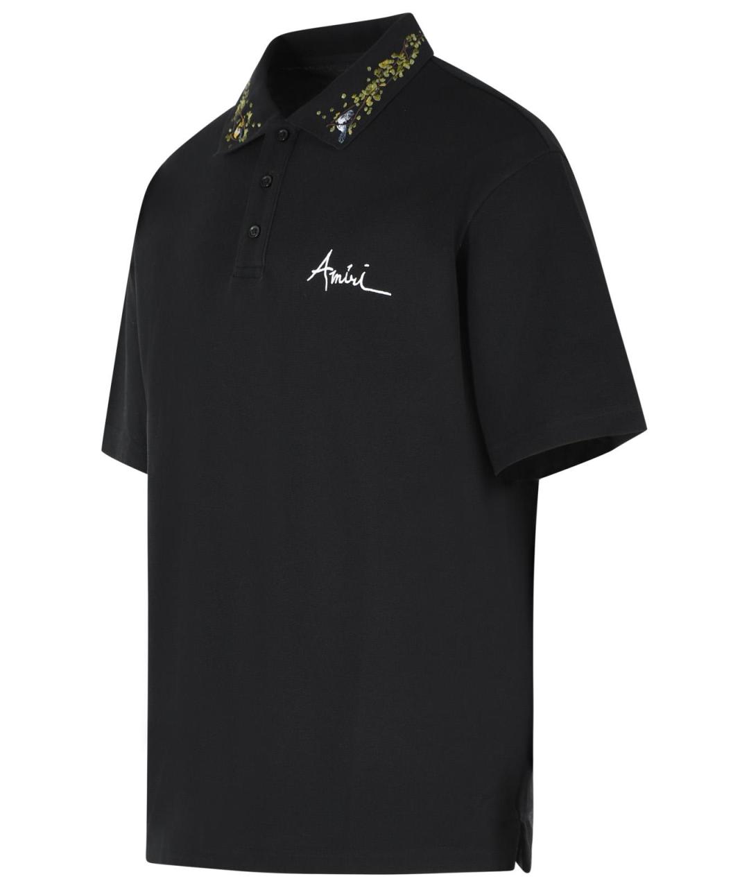 AMIRI Черное хлопковое поло с коротким рукавом, фото 2