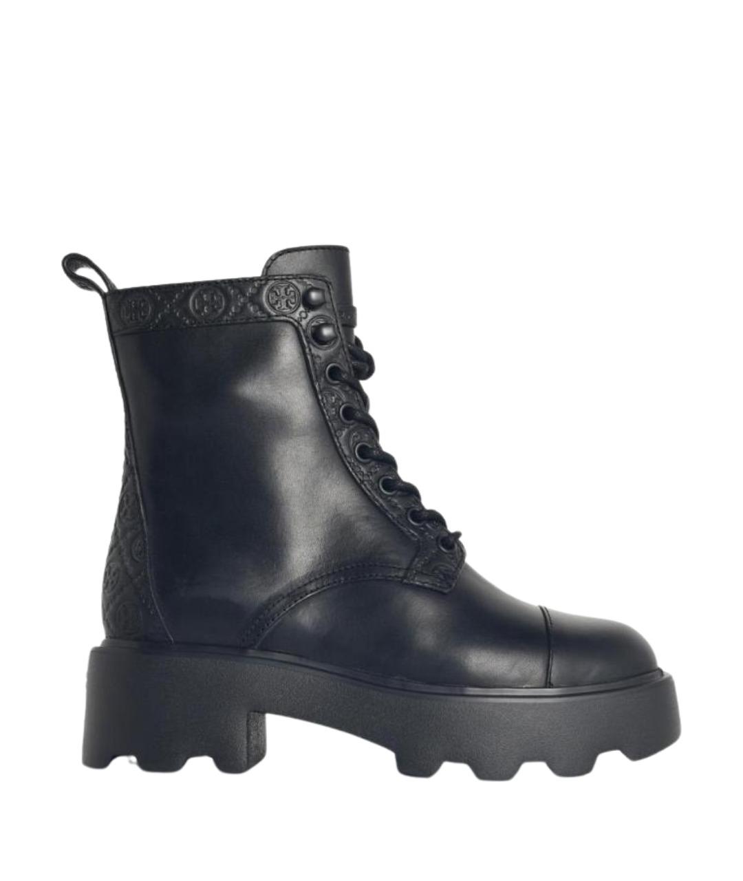 TORY BURCH Черные кожаные ботинки, фото 1