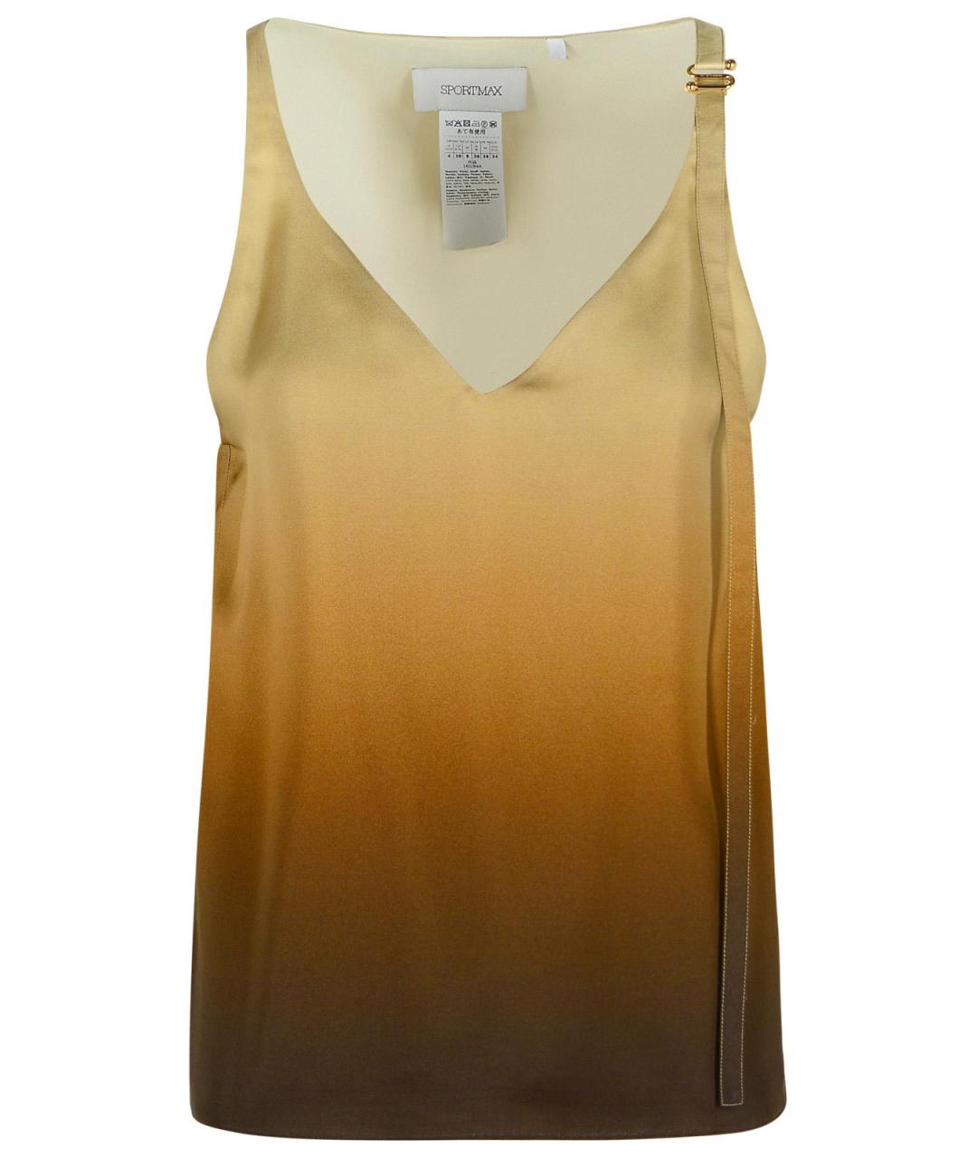 SPORTMAX Бежевая шелковая майка, фото 1