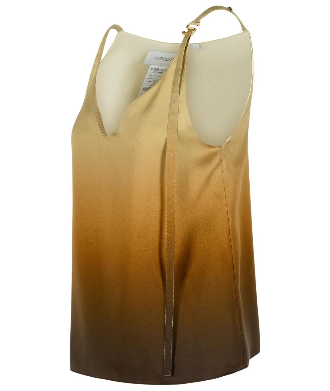 SPORTMAX Бежевая шелковая майка, фото 2