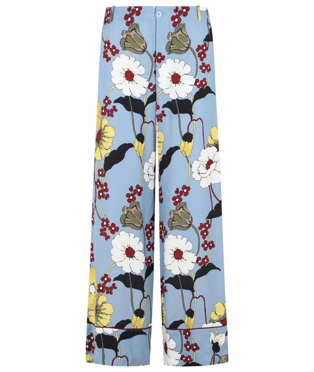 MARNI Голубые вискозные прямые брюки, фото 1