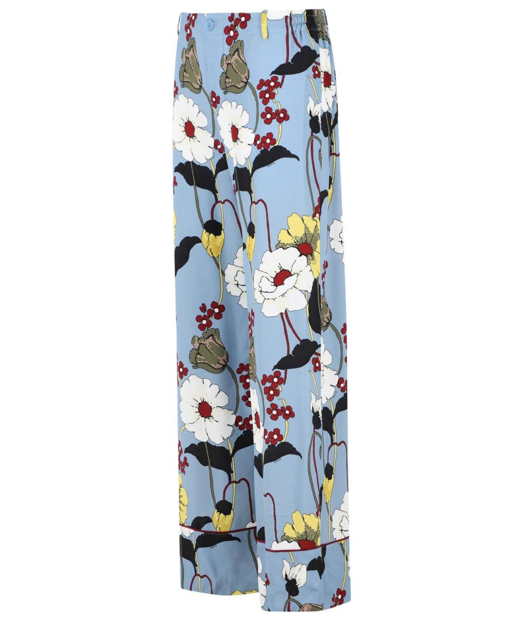 MARNI Голубые вискозные прямые брюки, фото 2