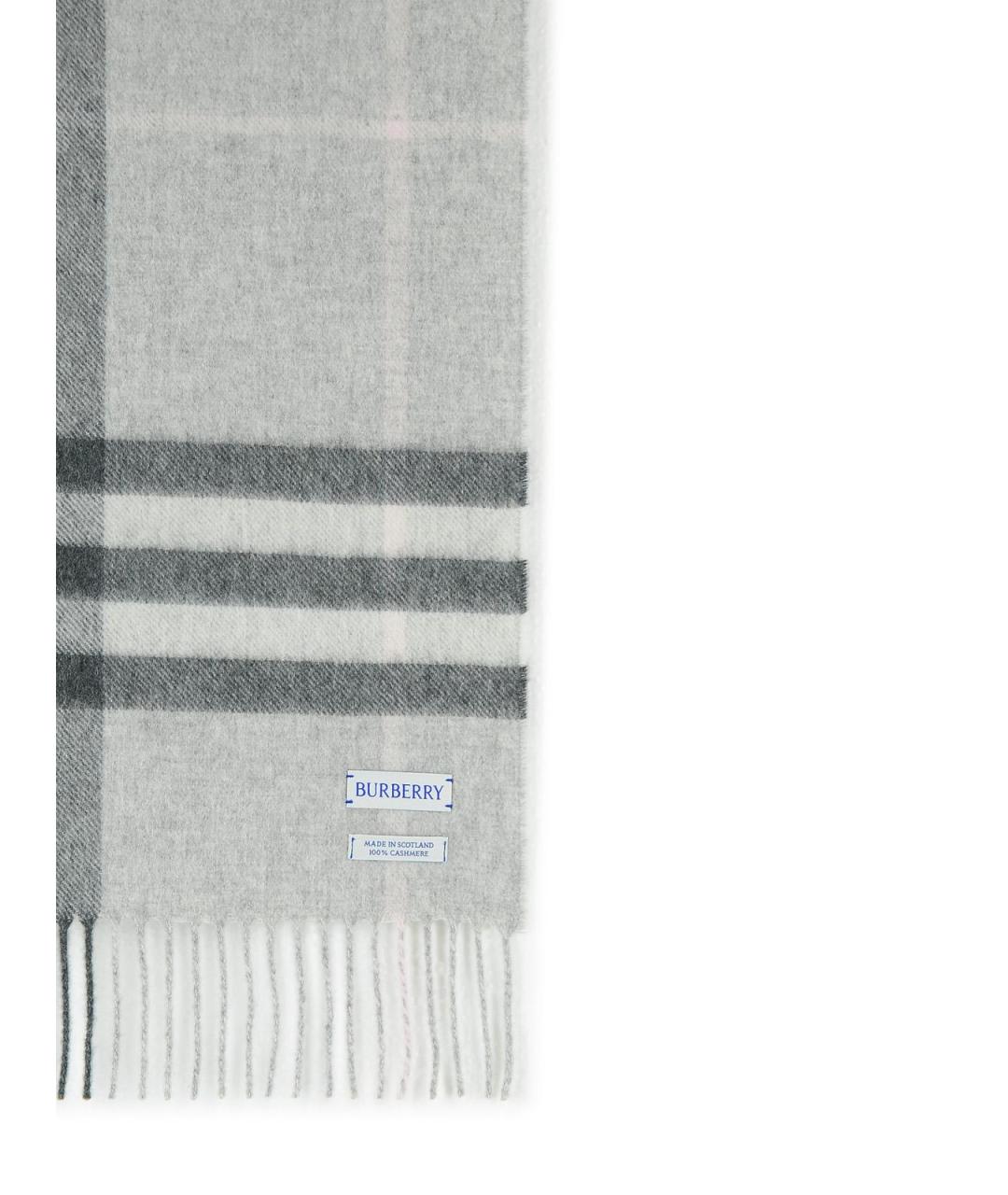 BURBERRY Серый кашемировый шарф, фото 3