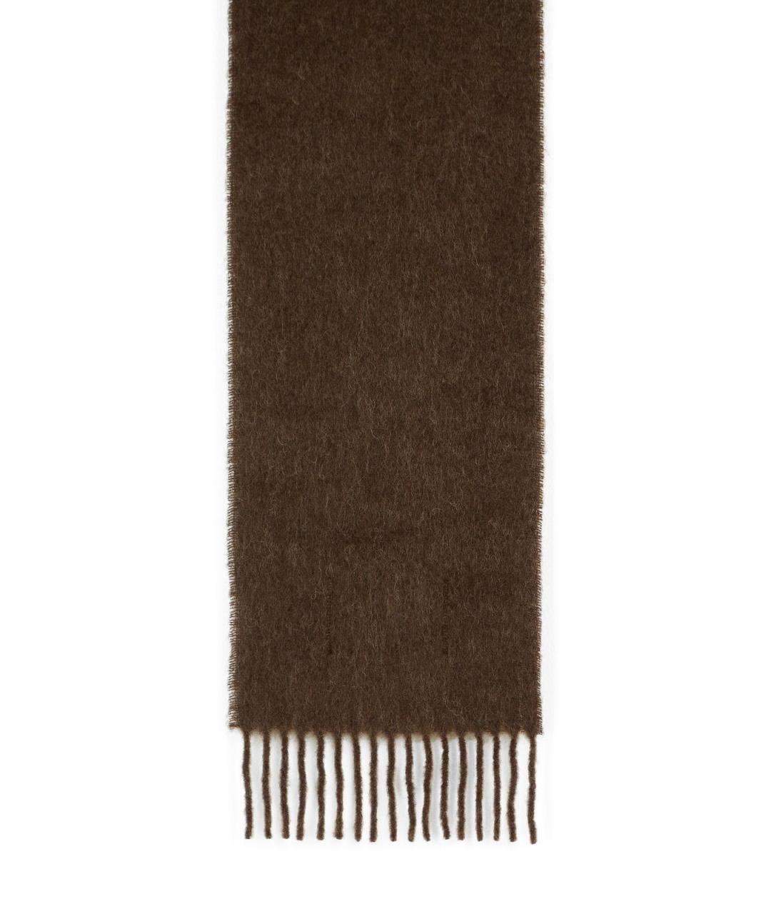 MARNI Коричневый шерстяной шарф, фото 2