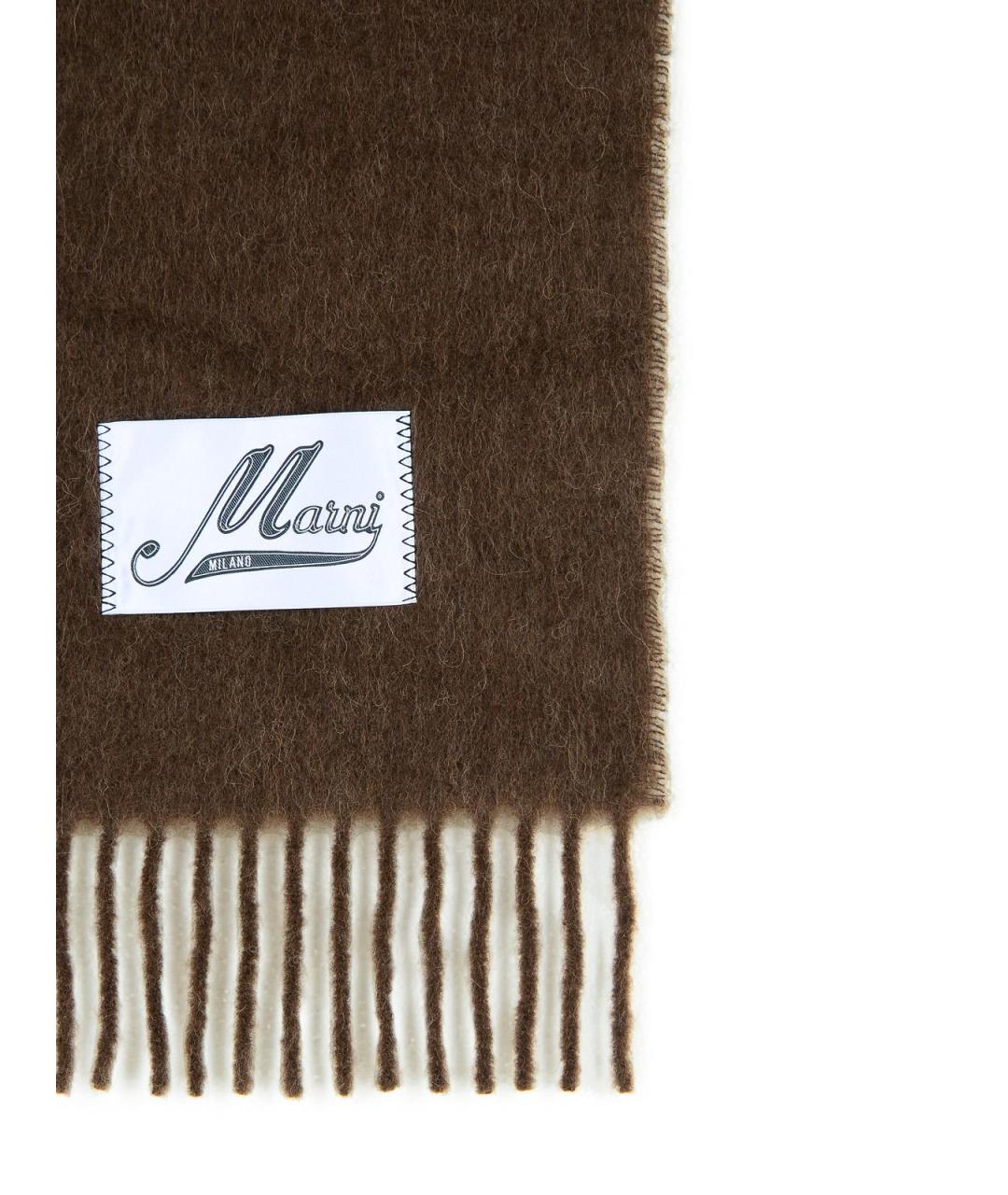 MARNI Коричневый шерстяной шарф, фото 3