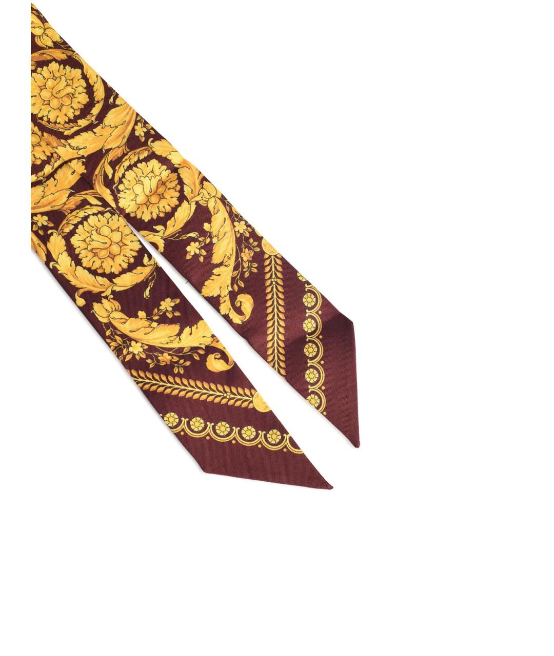 VERSACE Бордовый шелковый шарф, фото 3