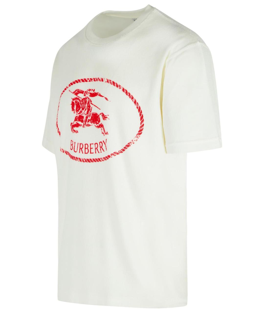 BURBERRY Белая хлопковая футболка, фото 2