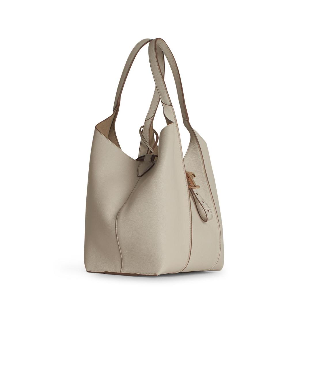 TOD'S Белая кожаная сумка тоут, фото 2