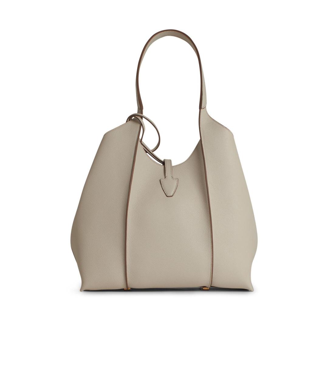 TOD'S Белая кожаная сумка тоут, фото 3