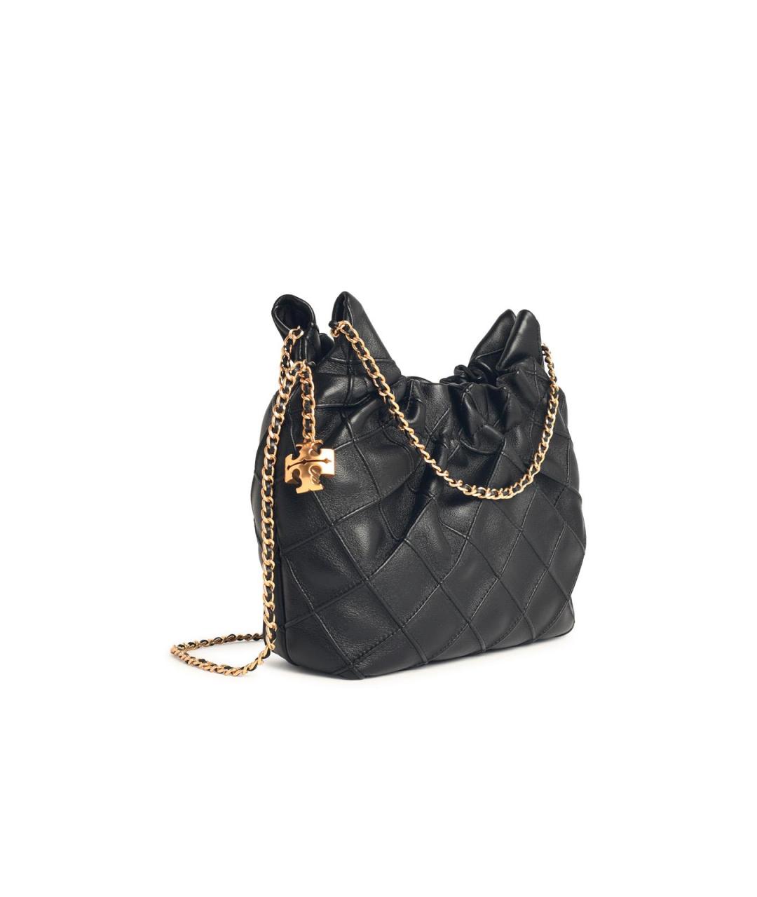 TORY BURCH Черная кожаная сумка тоут, фото 2