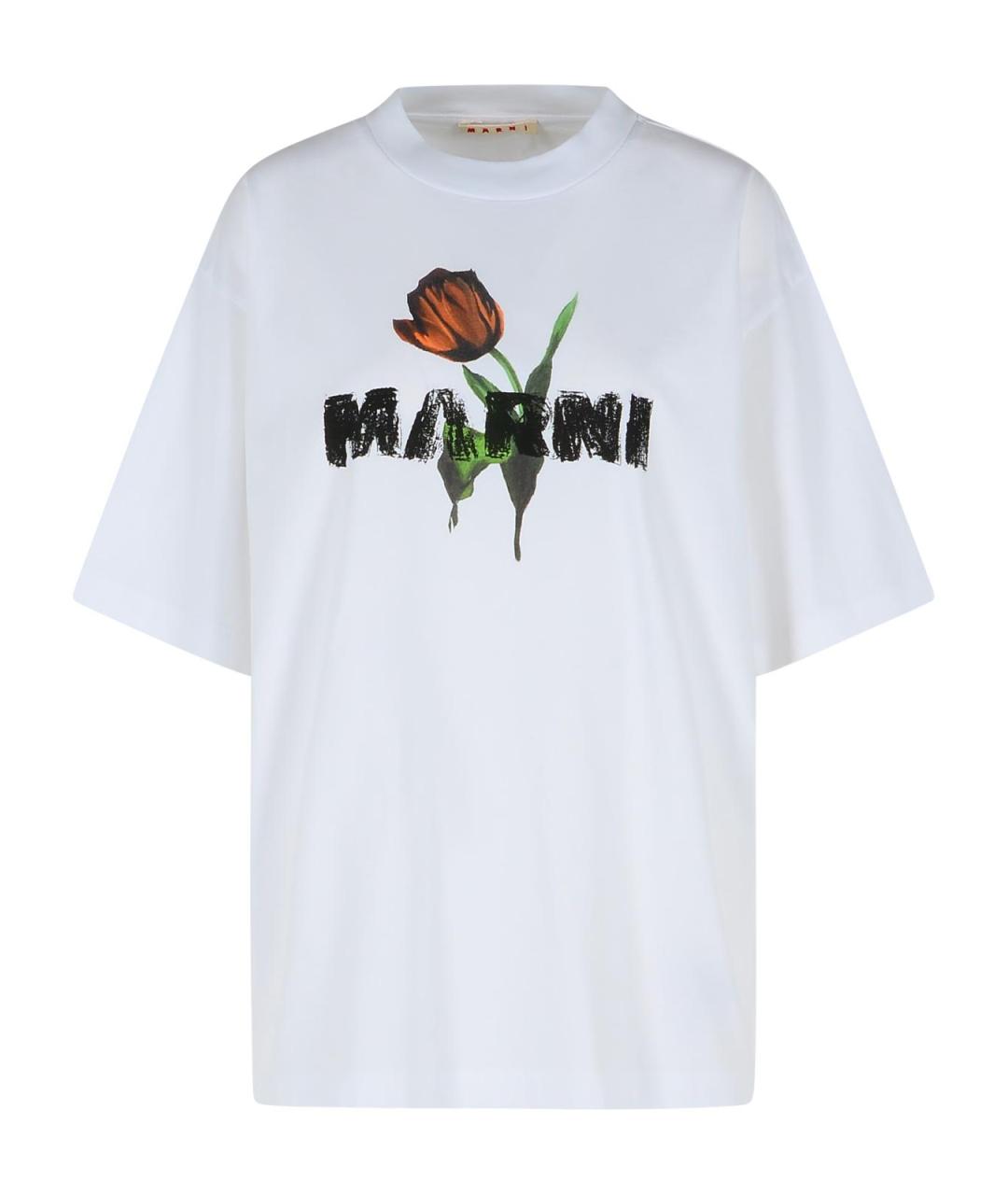 MARNI Белая хлопковая футболка, фото 1