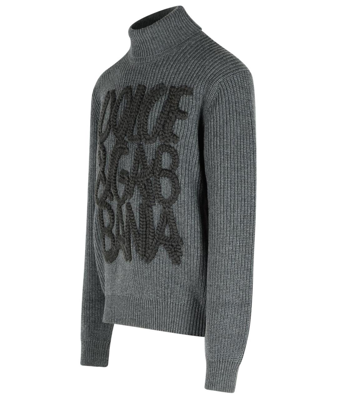 DOLCE&GABBANA Серый шерстяной джемпер / свитер, фото 2