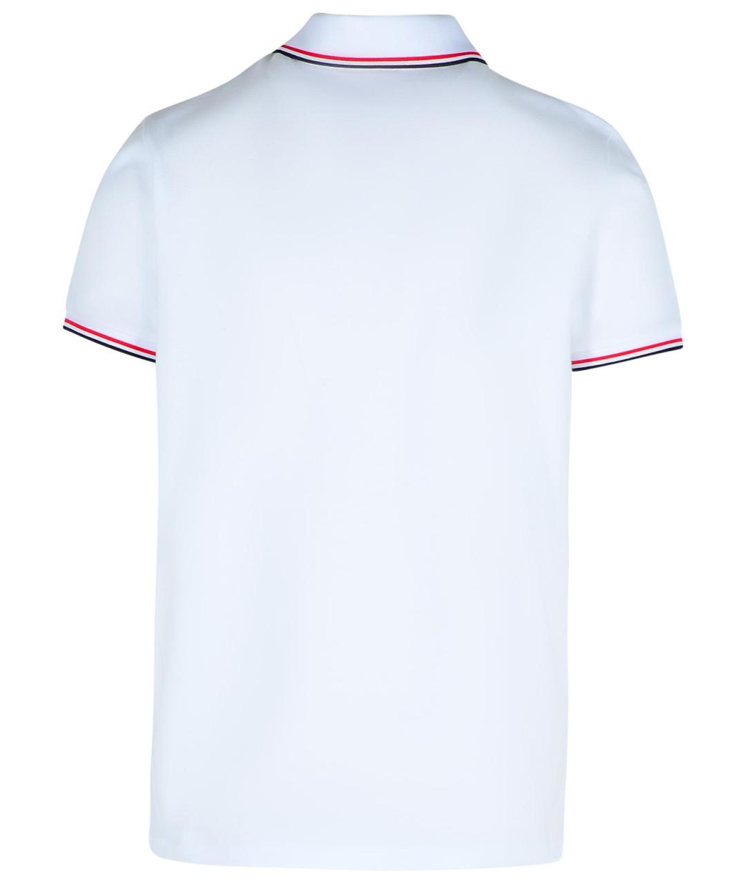 MONCLER Белое хлопковое поло с коротким рукавом, фото 3