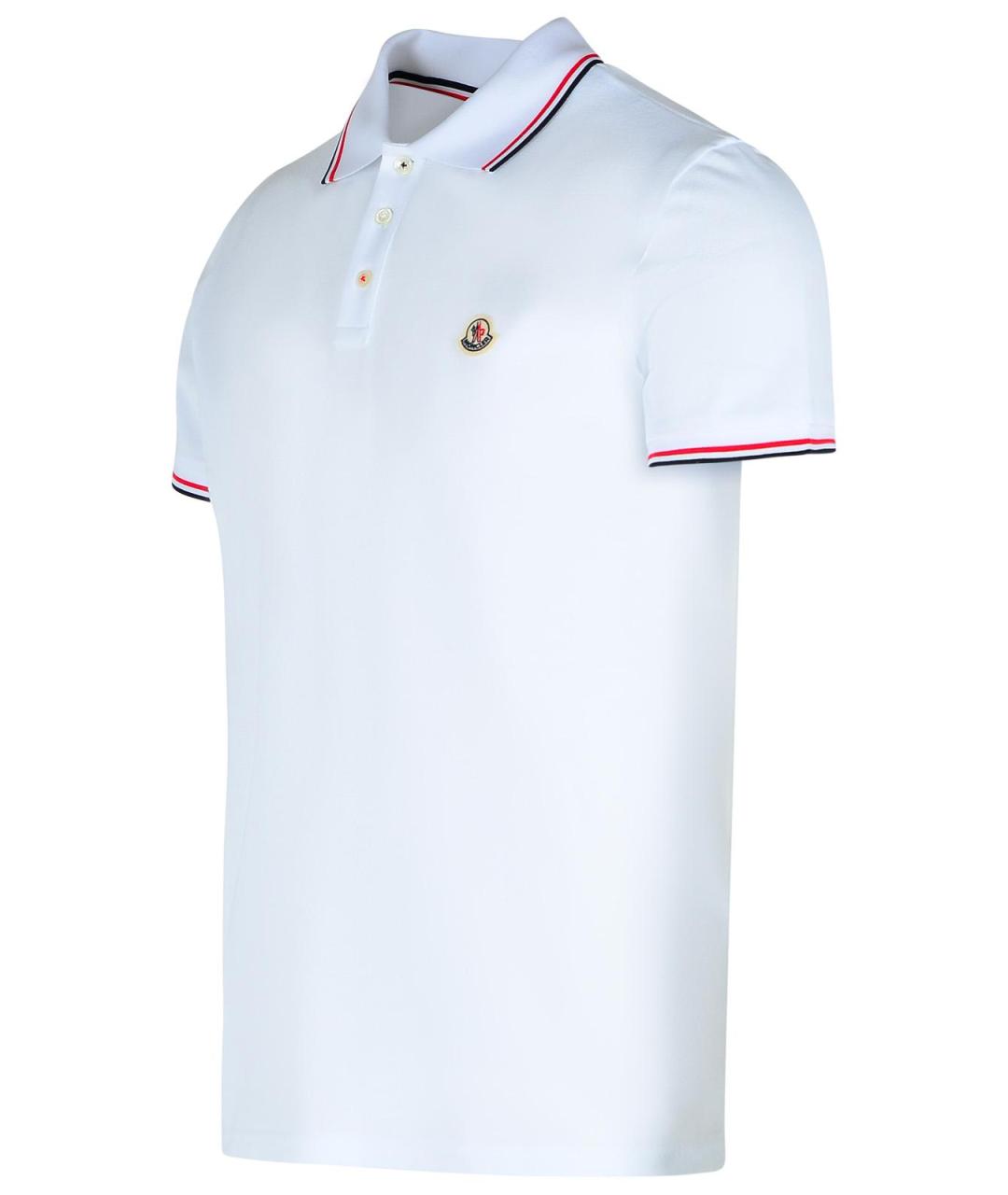MONCLER Белое хлопковое поло с коротким рукавом, фото 2