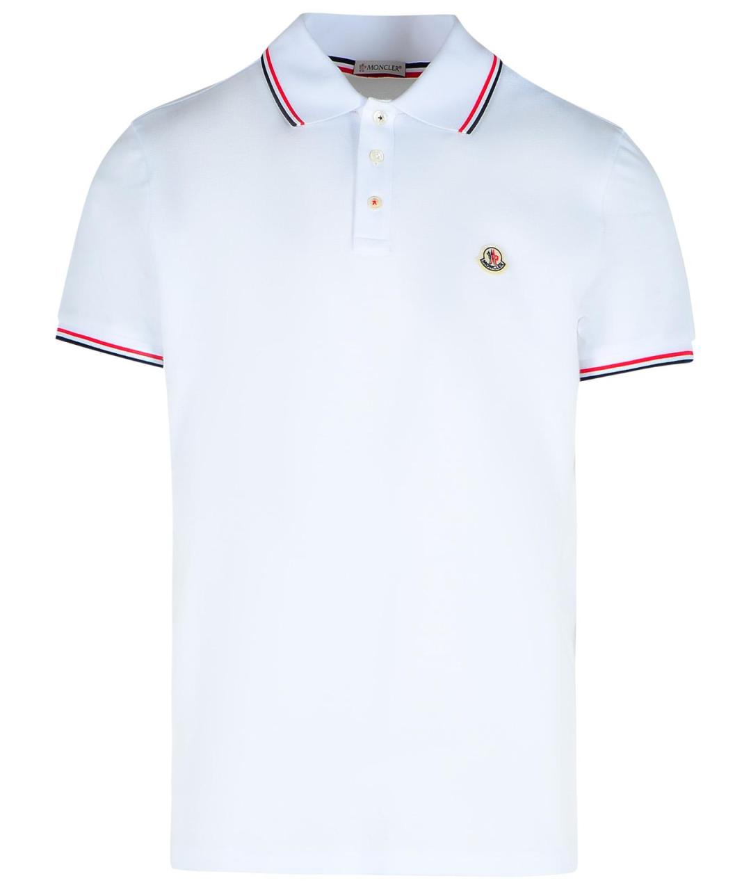 MONCLER Белое хлопковое поло с коротким рукавом, фото 1