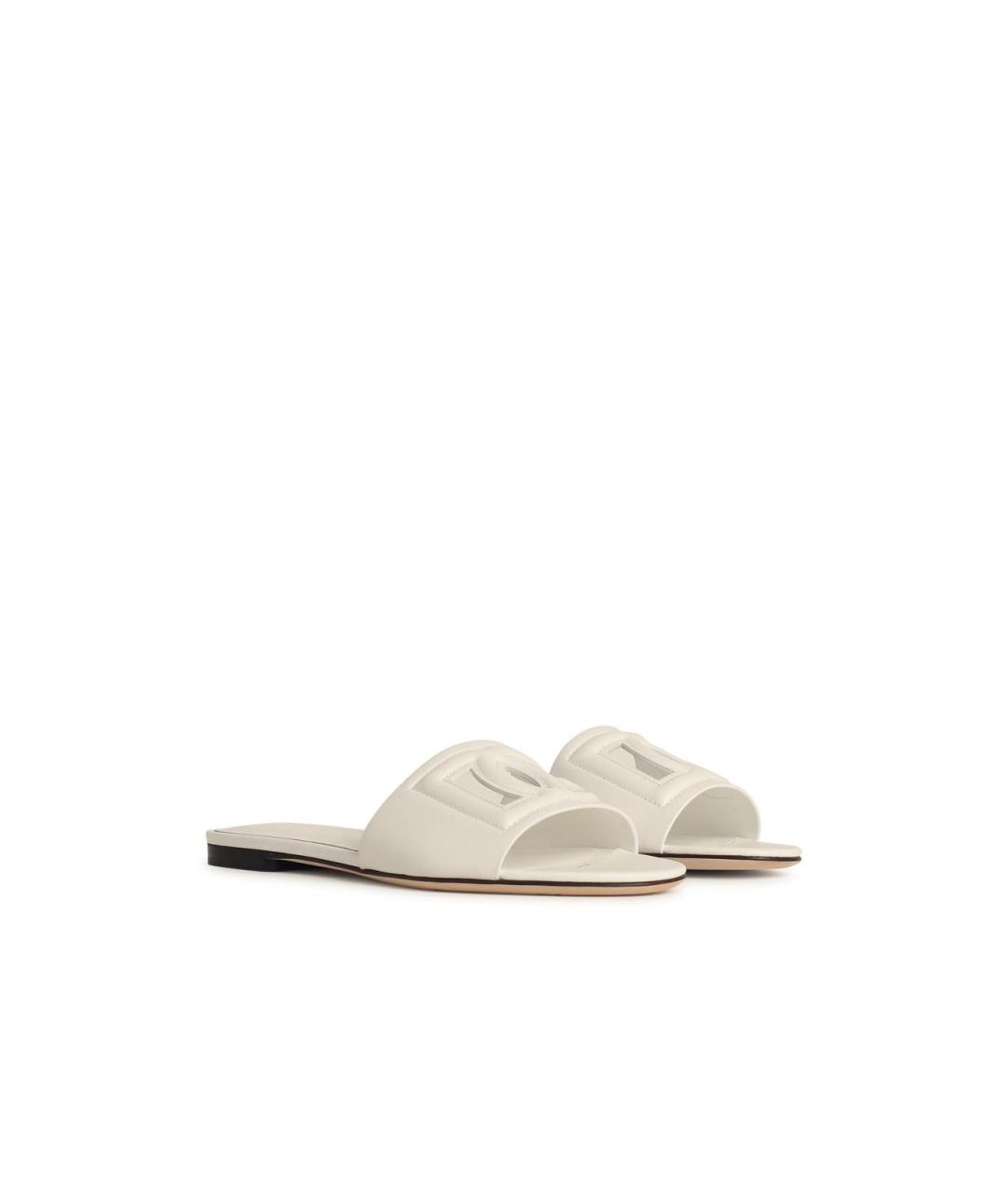 DOLCE&GABBANA Белые кожаные сандалии, фото 2