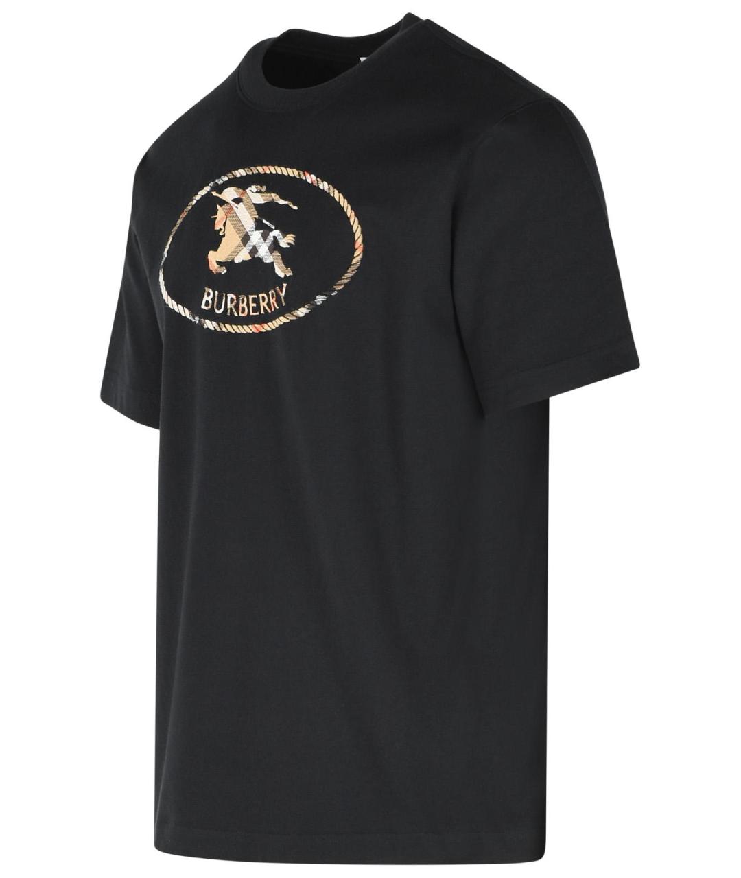 BURBERRY Черная хлопковая футболка, фото 2