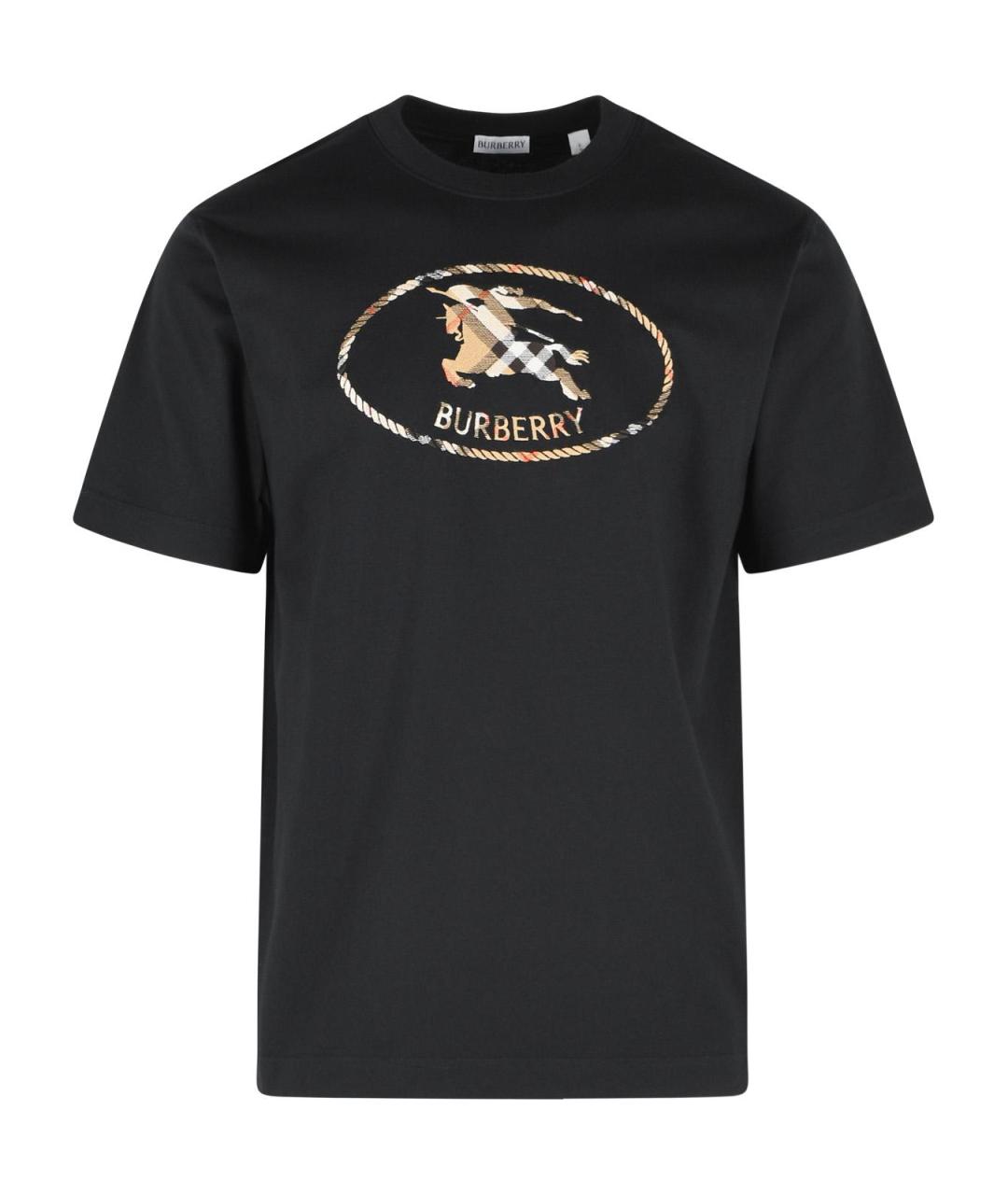 BURBERRY Черная хлопковая футболка, фото 1