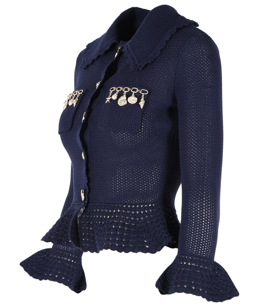 SELF-PORTRAIT Темно-синий вискозный кардиган, фото 2