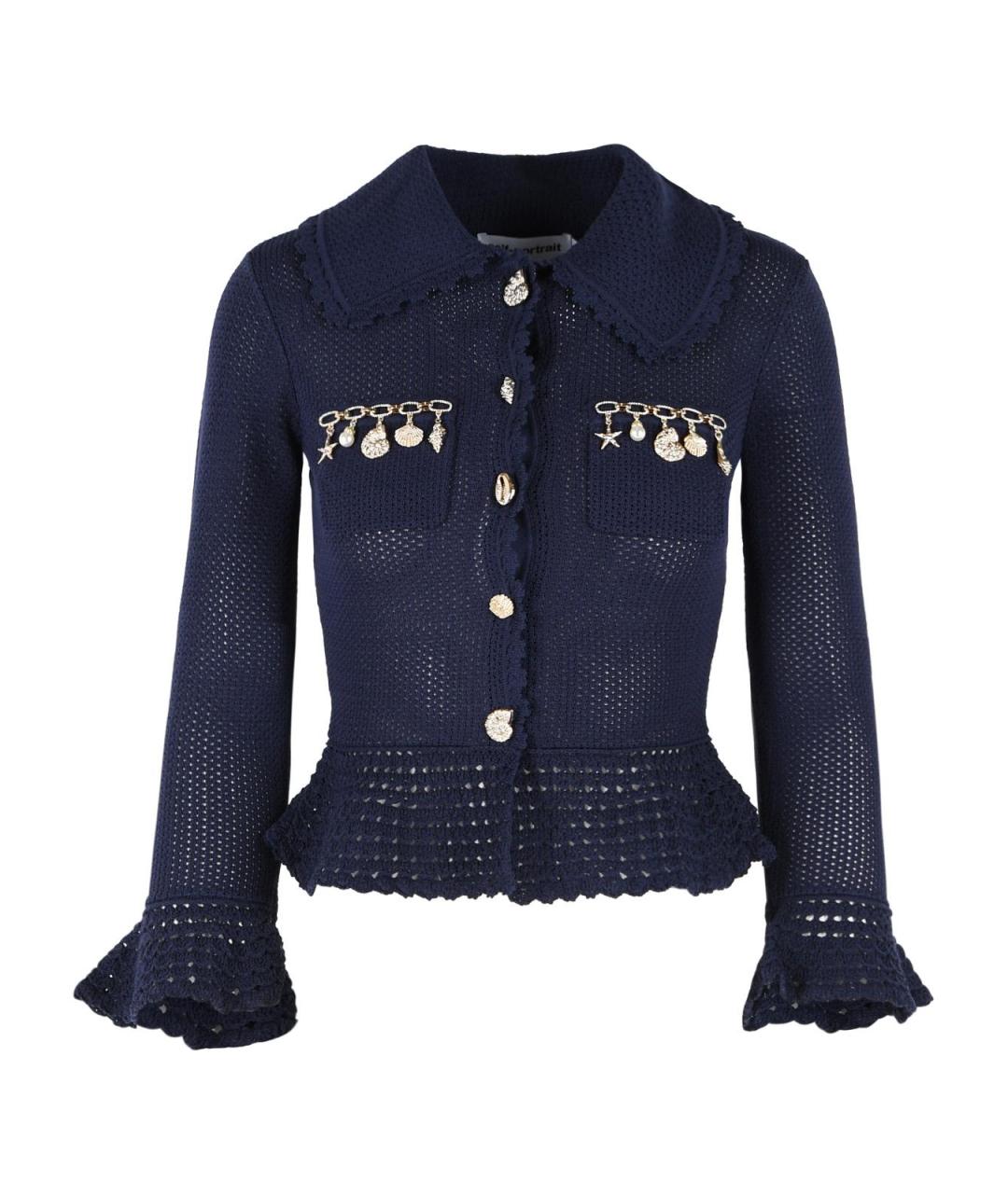 SELF-PORTRAIT Темно-синий вискозный кардиган, фото 1