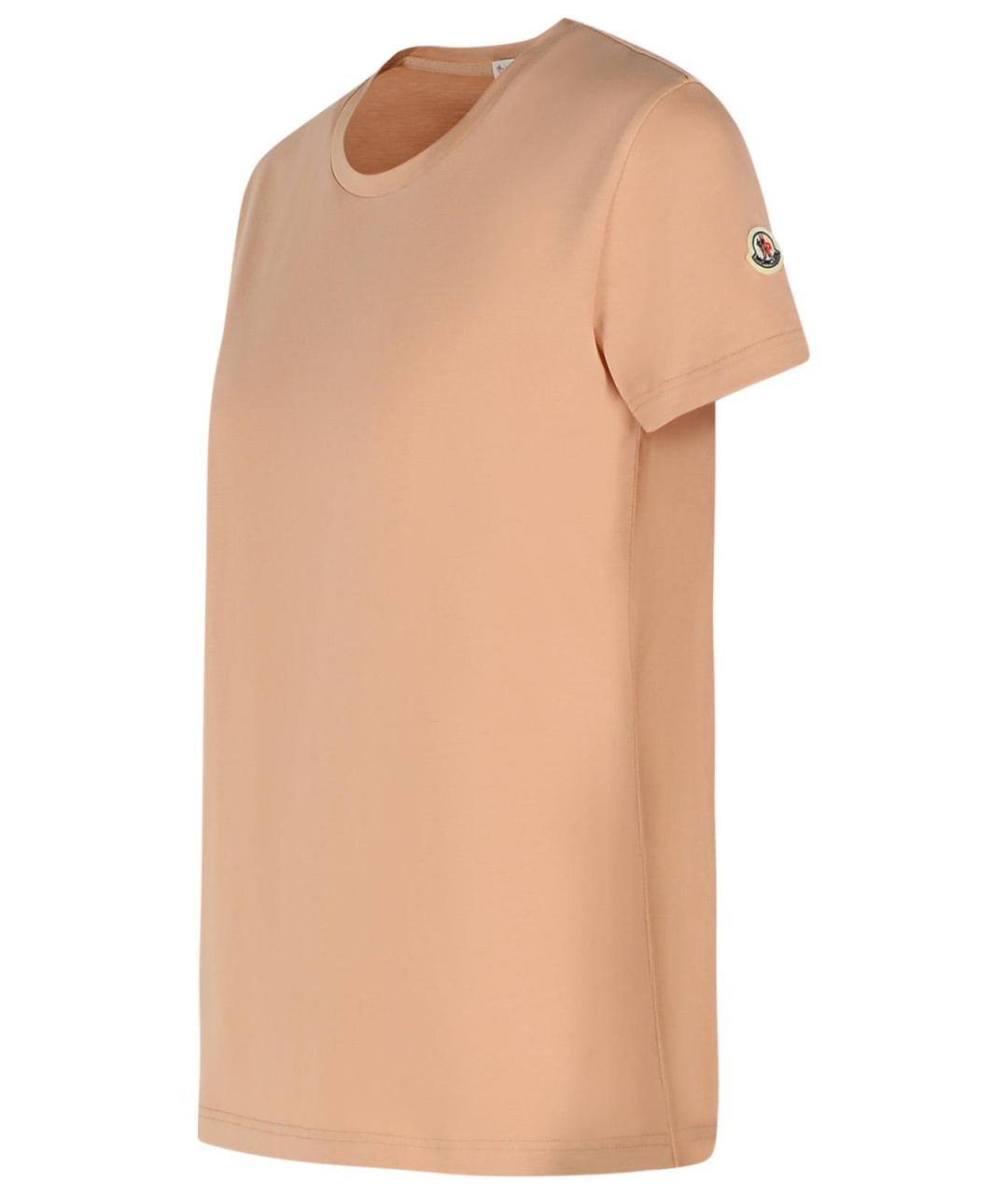 MONCLER Розовая хлопковая футболка, фото 2