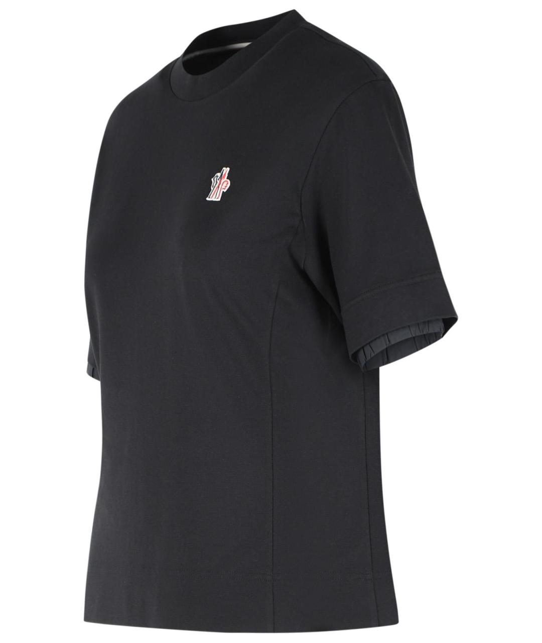 MONCLER GRENOBLE Черная хлопковая футболка, фото 2