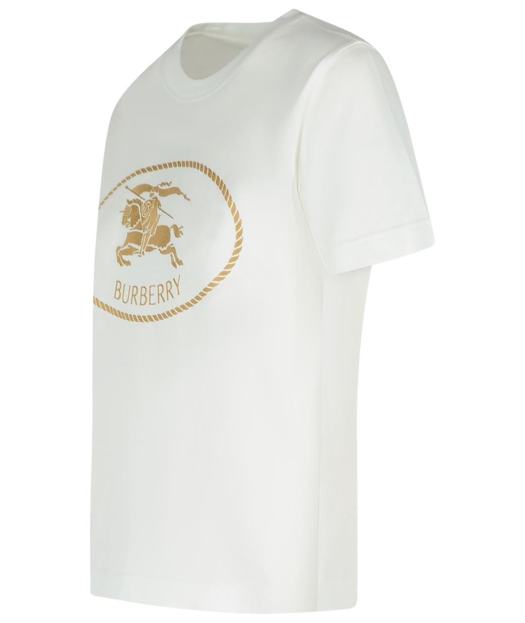 BURBERRY Белая хлопковая футболка, фото 2