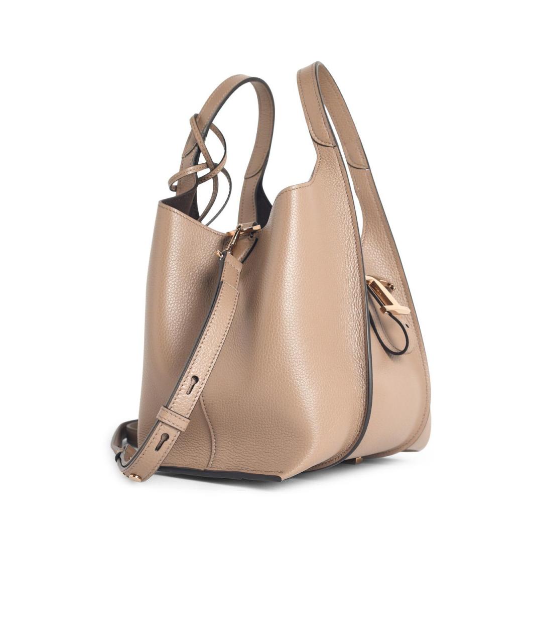 TOD'S Бежевая кожаная сумка тоут, фото 2