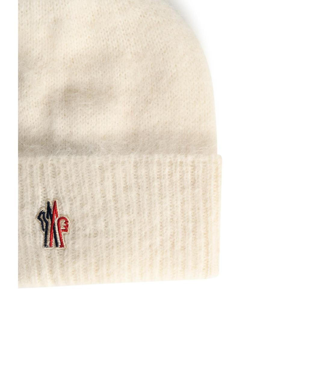 MONCLER GRENOBLE Белая шерстяная шапка, фото 3