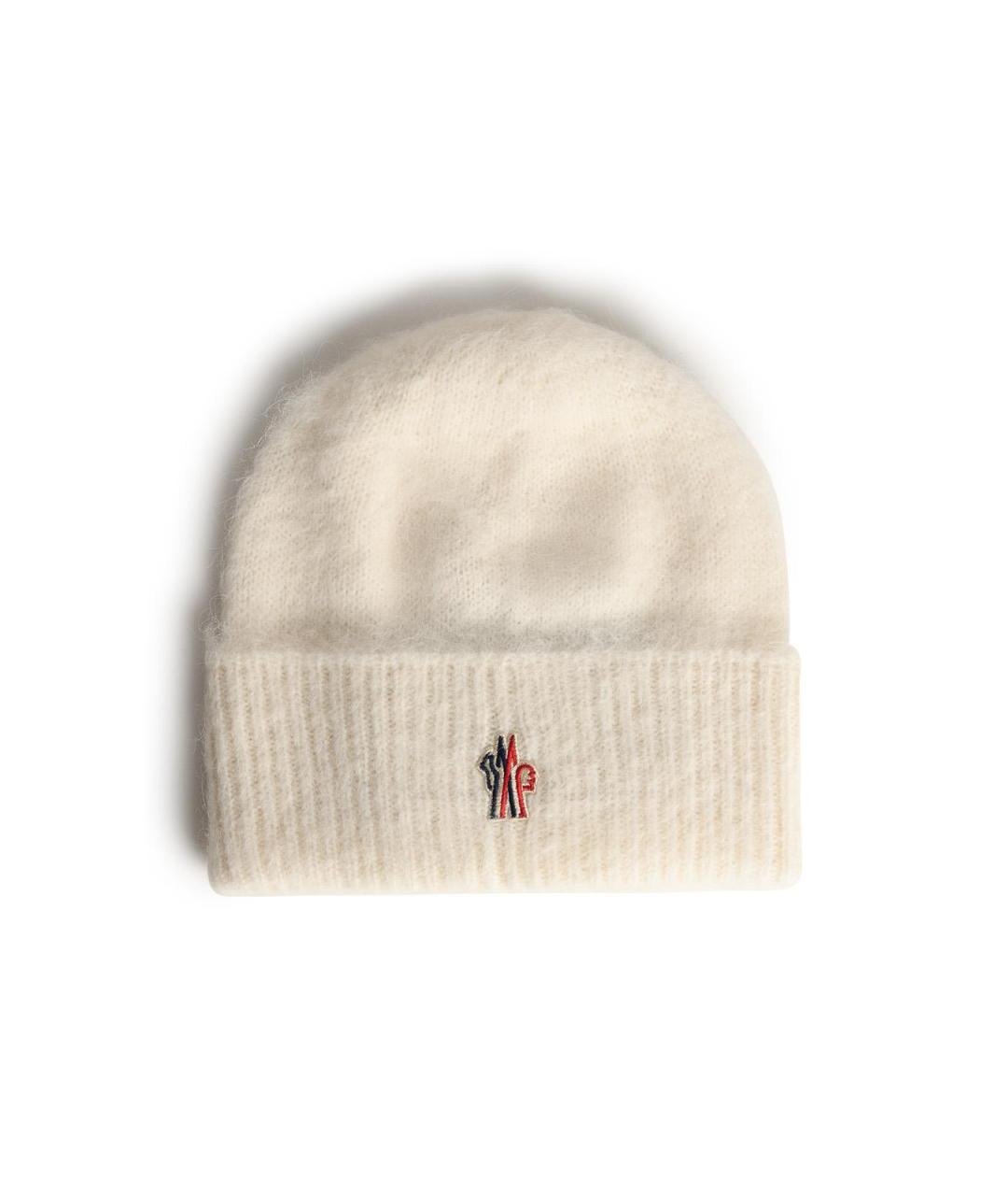 MONCLER GRENOBLE Белая шерстяная шапка, фото 1