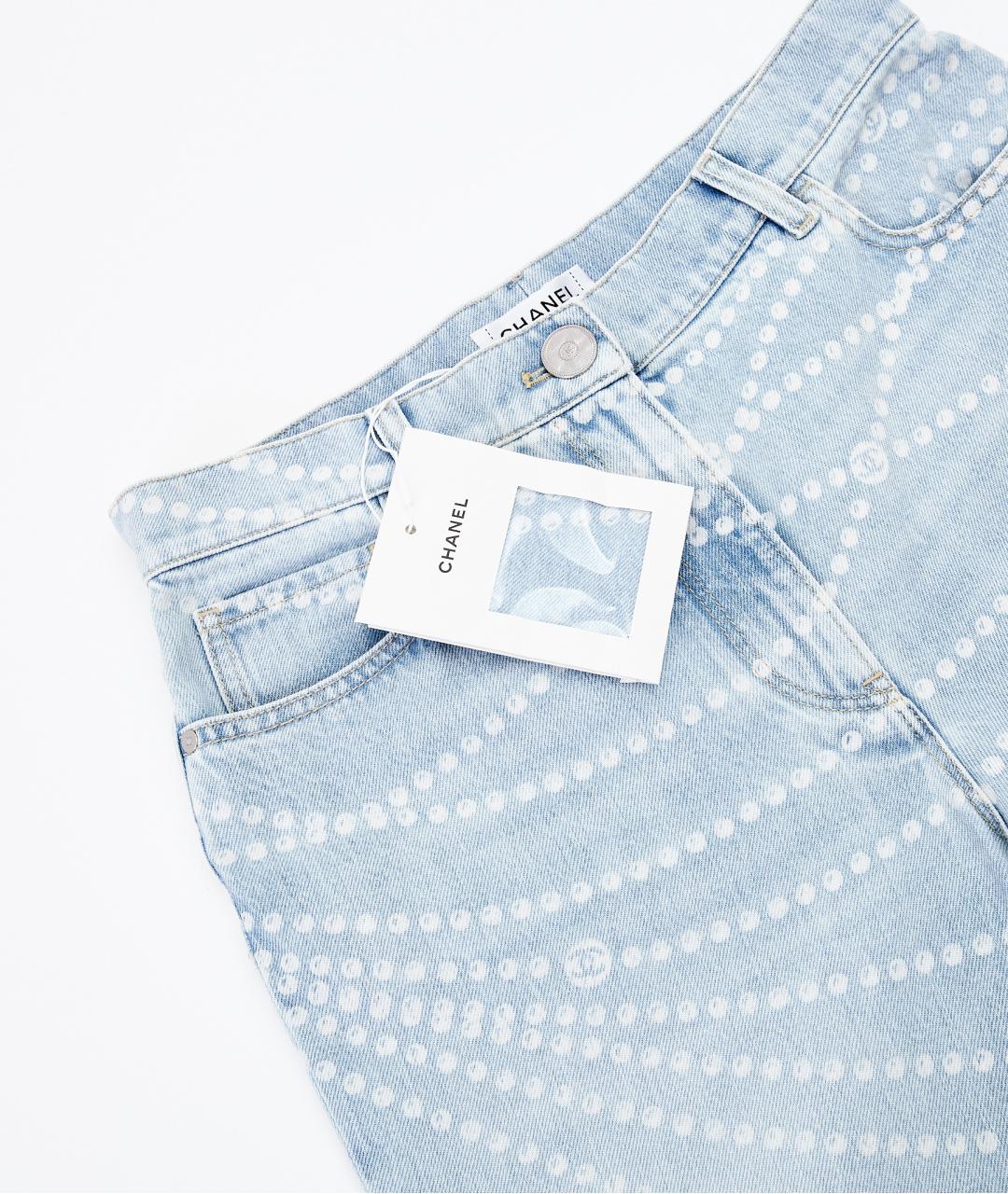 CHANEL Голубые хлопковые прямые джинсы, фото 3