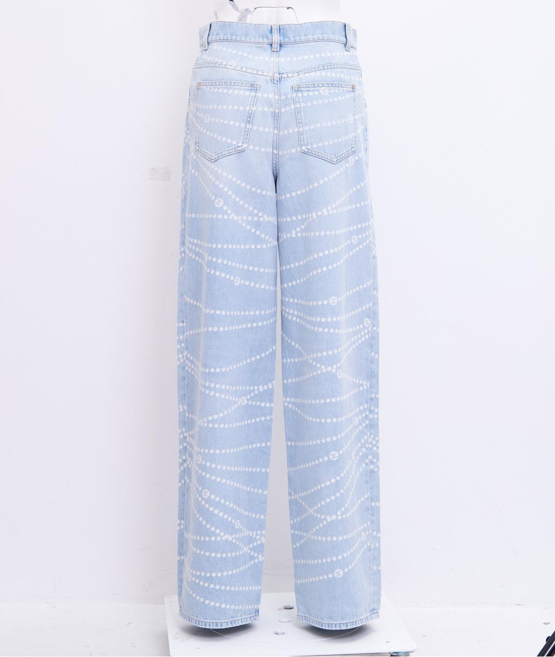 CHANEL Голубые хлопковые прямые джинсы, фото 2