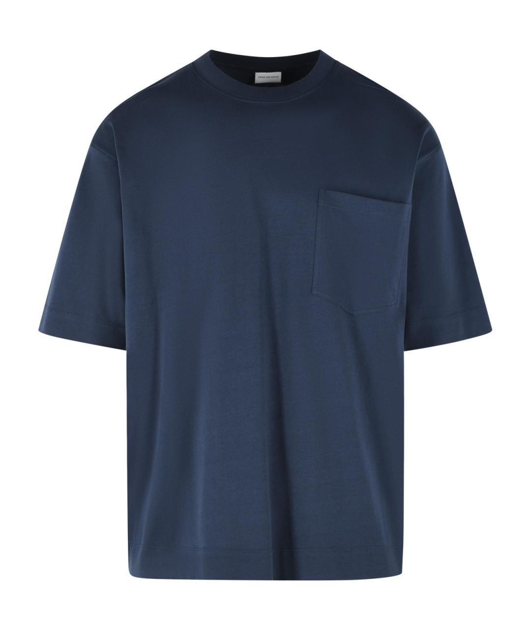 DRIES VAN NOTEN Темно-синяя хлопковая футболка, фото 1