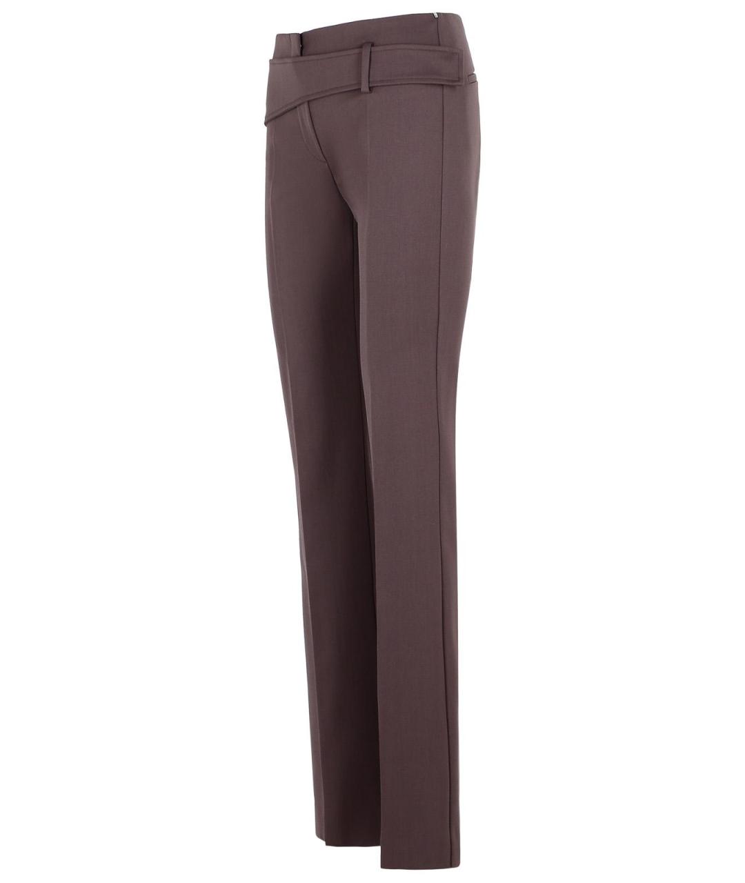 SPORTMAX Коричневые шерстяные прямые брюки, фото 2