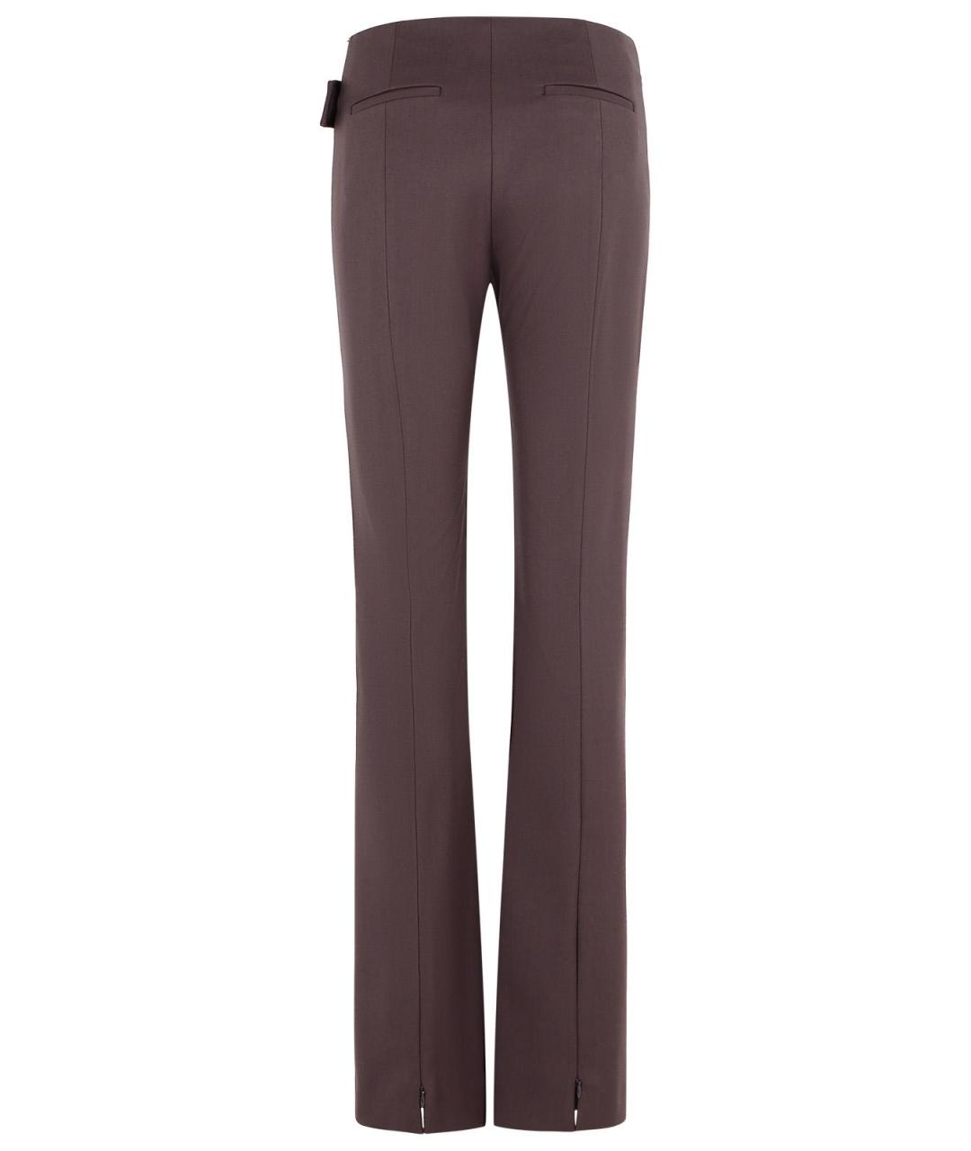 SPORTMAX Коричневые шерстяные прямые брюки, фото 3
