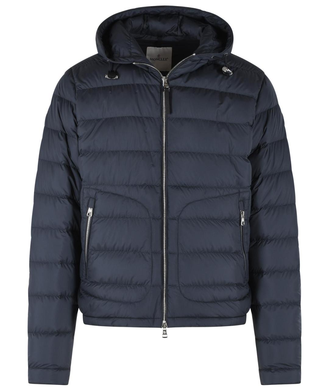 MONCLER Темно-синий полиэстеровый пуховик, фото 1