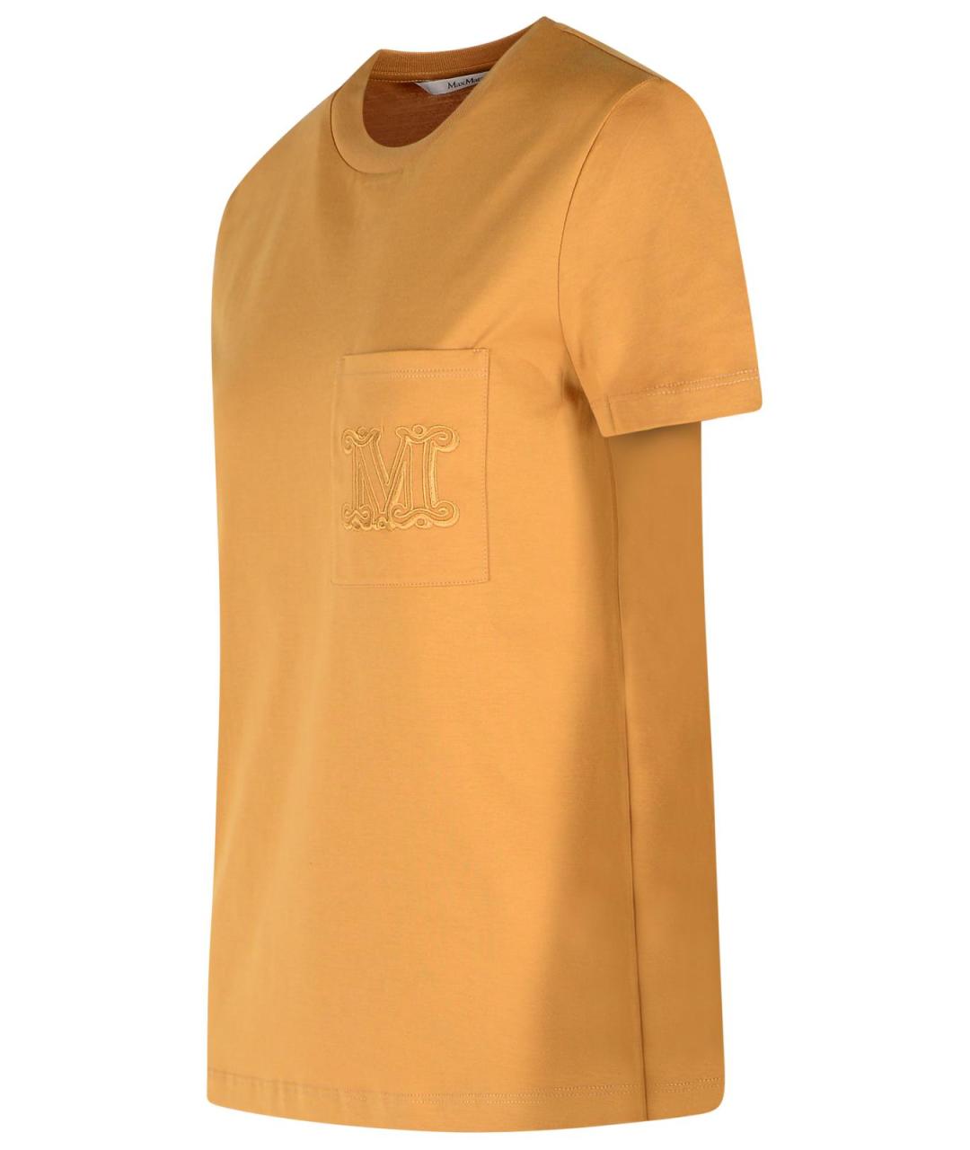 MAX MARA Коричневая хлопковая футболка, фото 2
