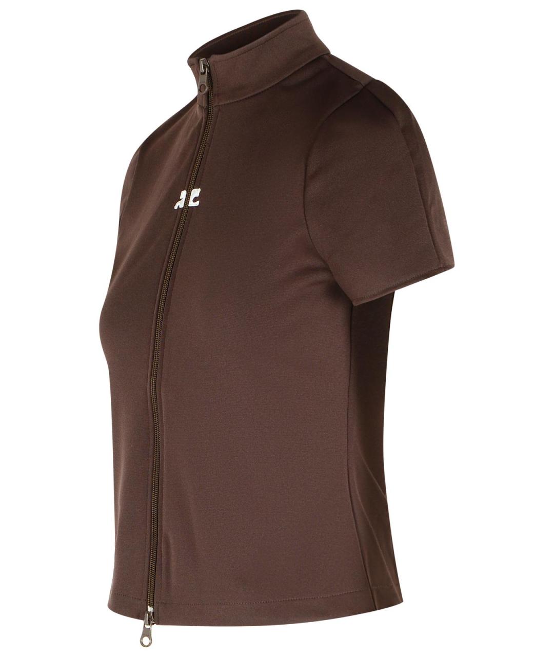 COURREGES Коричневая полиэстеровая футболка, фото 2