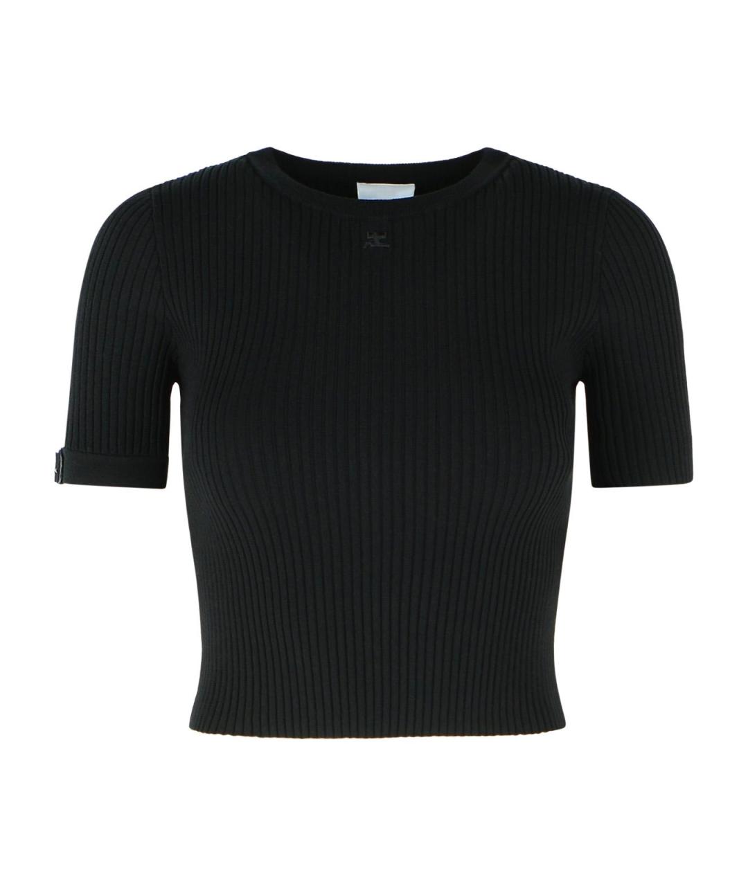 COURREGES Черная вискозная футболка, фото 1
