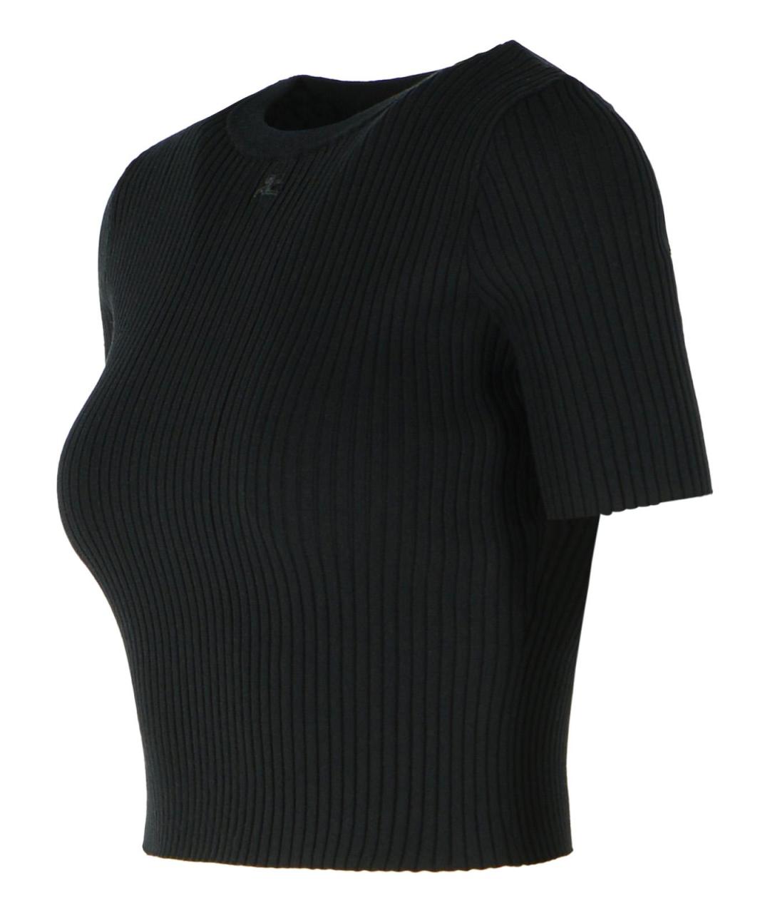 COURREGES Черная вискозная футболка, фото 2