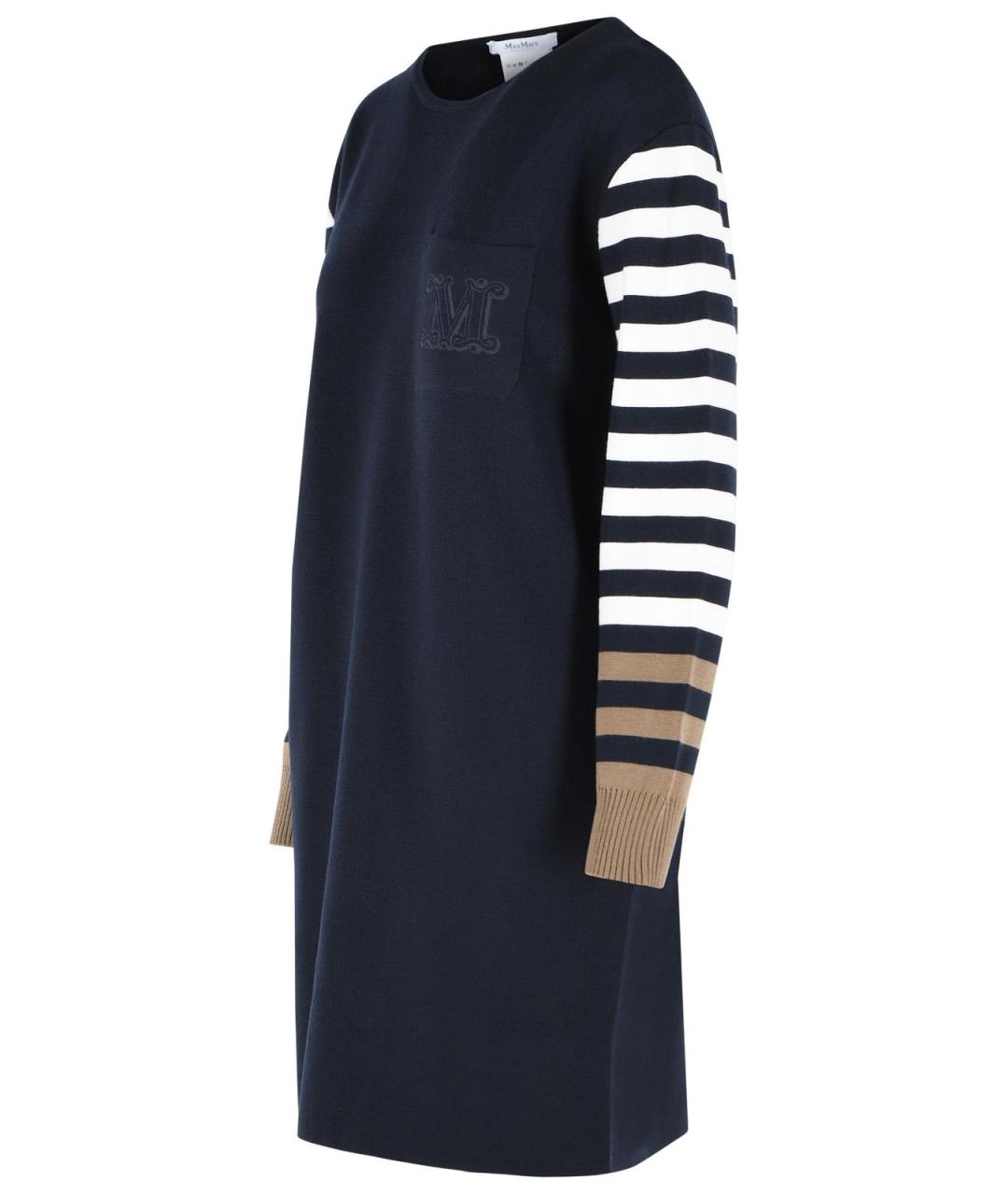 MAX MARA Синее шерстяное повседневное платье, фото 2