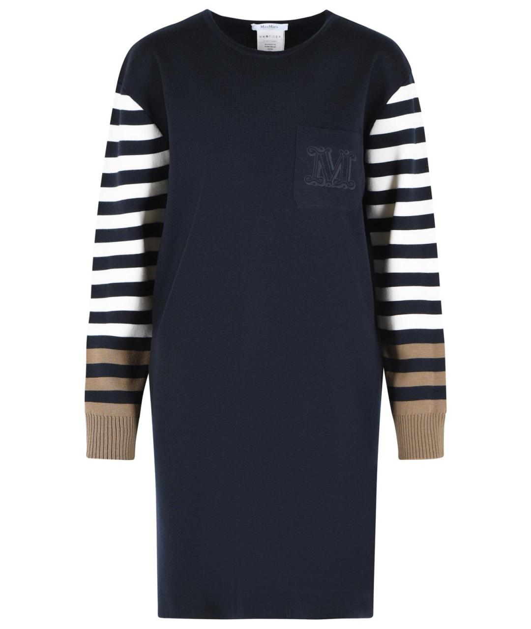 MAX MARA Синее шерстяное повседневное платье, фото 1