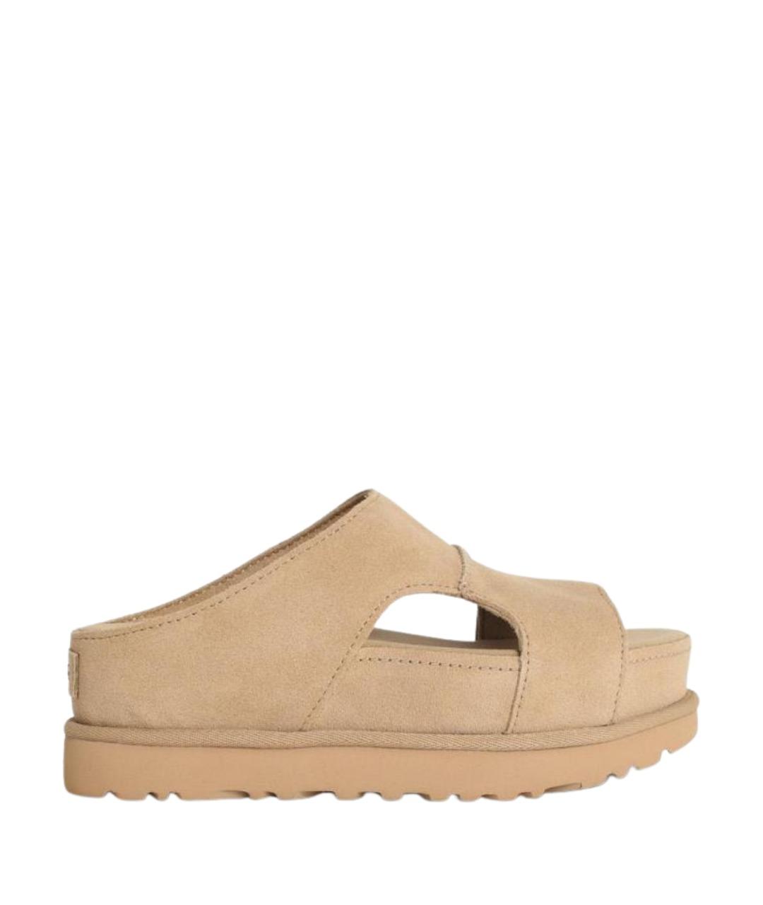 UGG AUSTRALIA Бежевые замшевые шлепанцы, фото 1