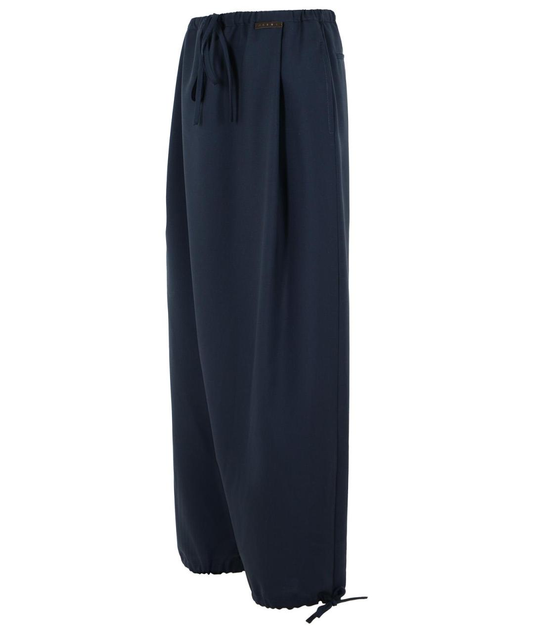 MARNI Синие шерстяные прямые брюки, фото 2