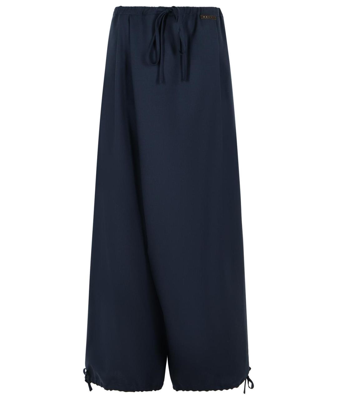 MARNI Синие шерстяные прямые брюки, фото 1