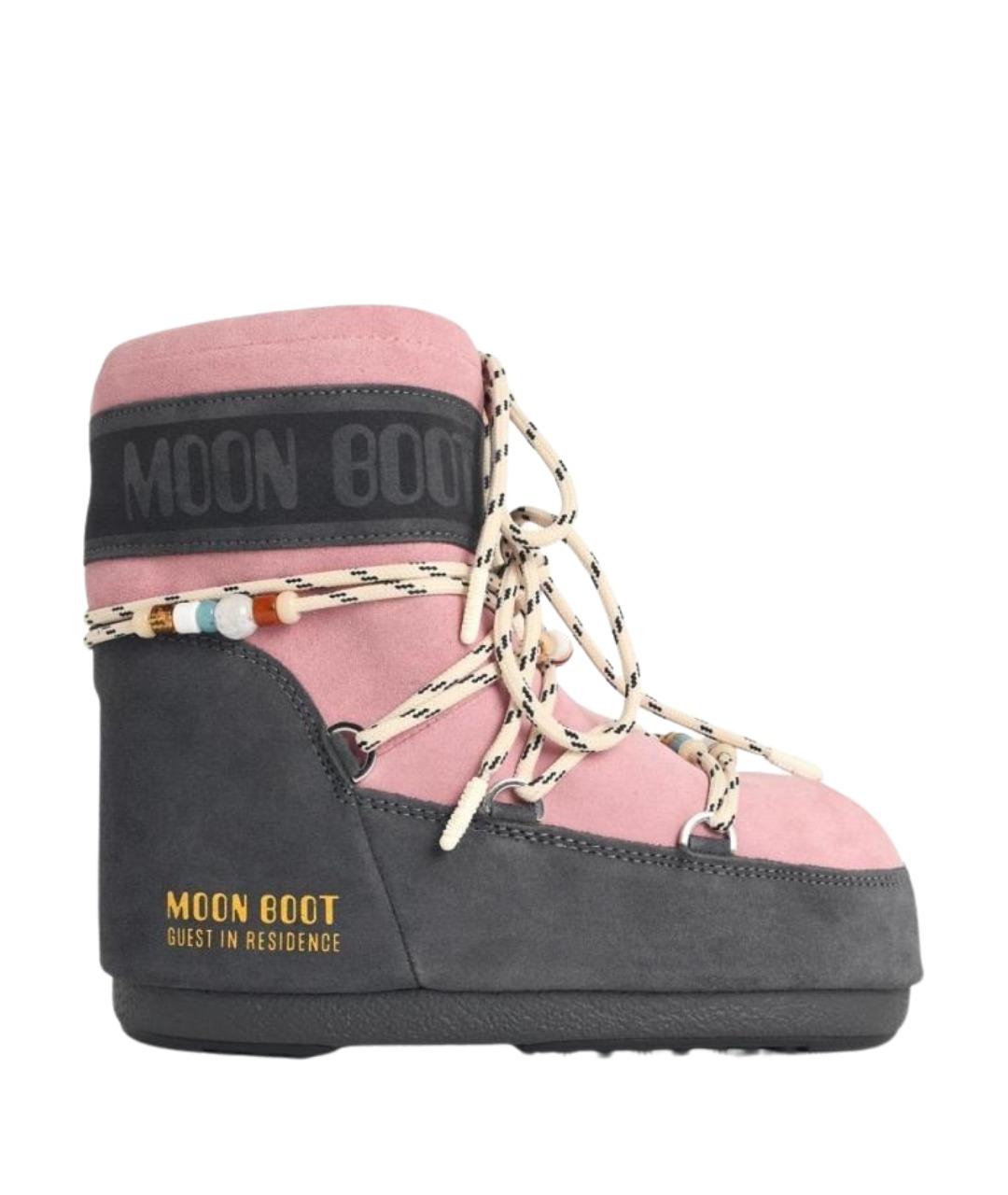 MOON BOOT Розовые замшевые ботинки, фото 1