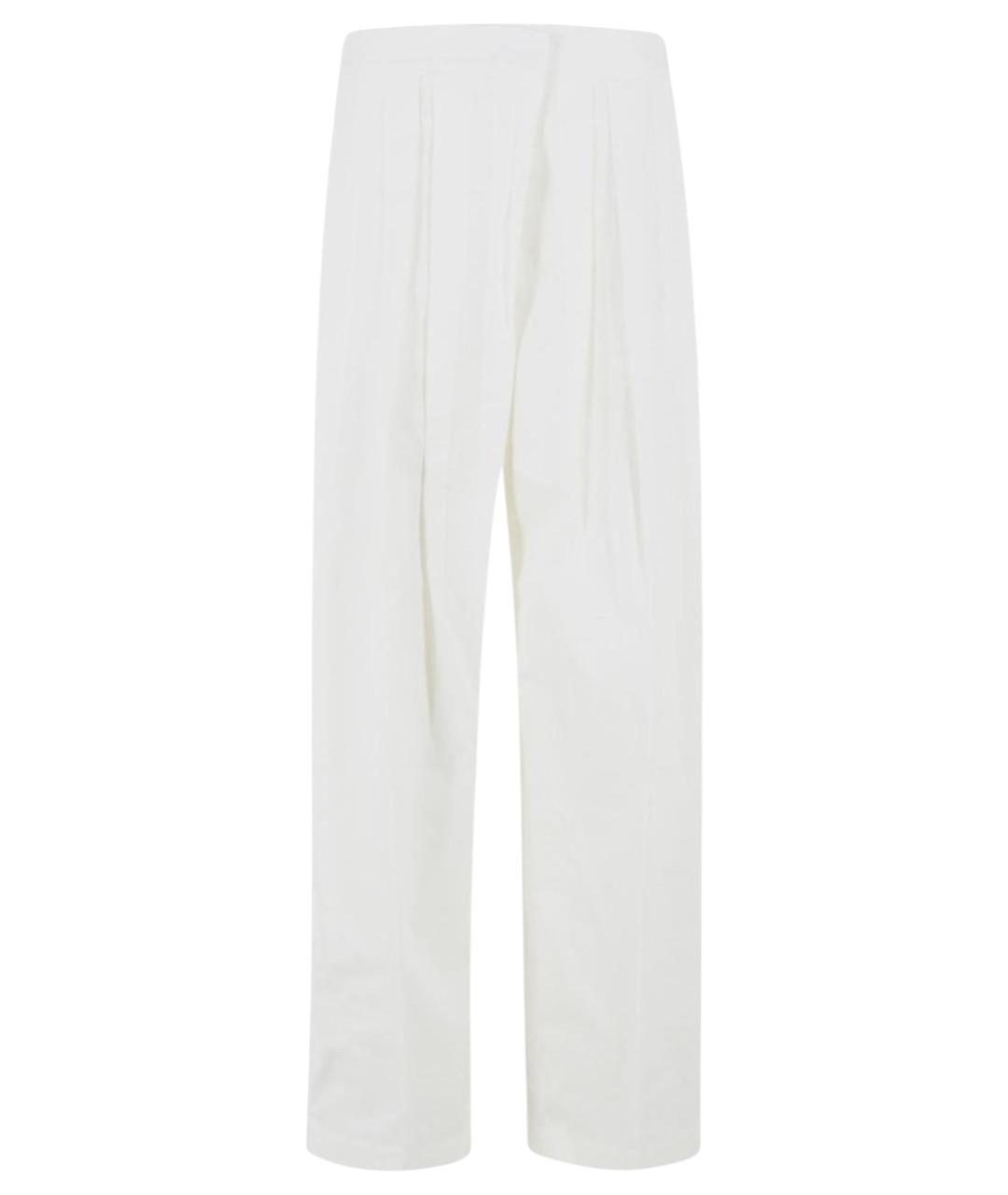 JIL SANDER Белые хлопковые прямые брюки, фото 1